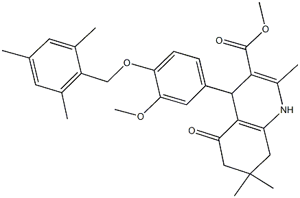 methyl 4-[4-(mesitylmethoxy)-3-methoxyphenyl]-2,7,7-trimethyl-5-oxo-1,4,5,6,7,8-hexahydro-3-quinolinecarboxylate Structure