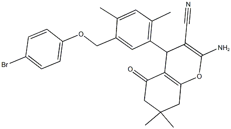 2-amino-4-{5-[(4-bromophenoxy)methyl]-2,4-dimethylphenyl}-7,7-dimethyl-5-oxo-5,6,7,8-tetrahydro-4H-chromene-3-carbonitrile 구조식 이미지