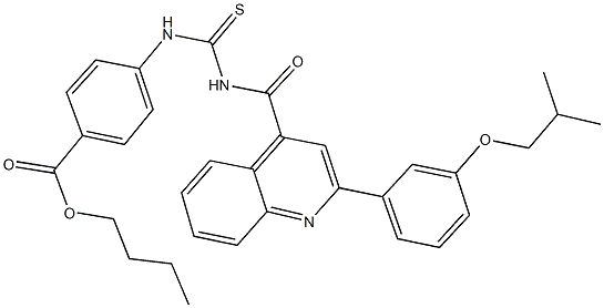 butyl 4-{[({[2-(3-isobutoxyphenyl)-4-quinolinyl]carbonyl}amino)carbothioyl]amino}benzoate 구조식 이미지