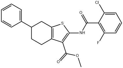 methyl 2-[(2-chloro-6-fluorobenzoyl)amino]-6-phenyl-4,5,6,7-tetrahydro-1-benzothiophene-3-carboxylate 구조식 이미지