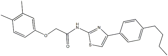 N-[4-(4-butylphenyl)-1,3-thiazol-2-yl]-2-(3,4-dimethylphenoxy)acetamide 구조식 이미지