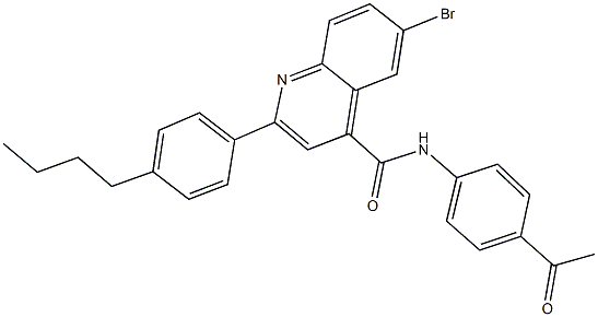 N-(4-acetylphenyl)-6-bromo-2-(4-butylphenyl)-4-quinolinecarboxamide 구조식 이미지