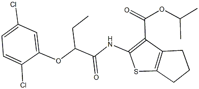 isopropyl 2-{[2-(2,5-dichlorophenoxy)butanoyl]amino}-5,6-dihydro-4H-cyclopenta[b]thiophene-3-carboxylate 구조식 이미지