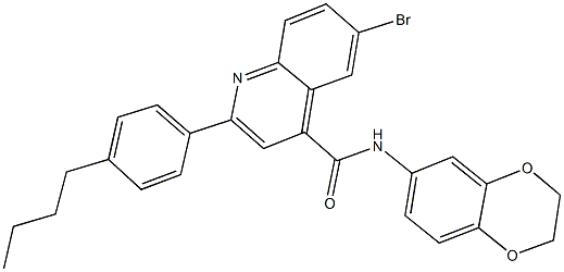 6-bromo-2-(4-butylphenyl)-N-(2,3-dihydro-1,4-benzodioxin-6-yl)-4-quinolinecarboxamide Structure