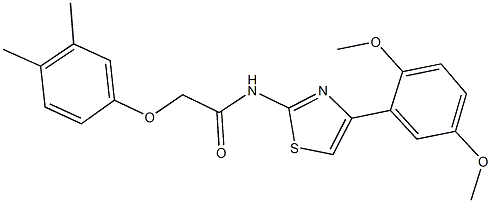 N-[4-(2,5-dimethoxyphenyl)-1,3-thiazol-2-yl]-2-(3,4-dimethylphenoxy)acetamide 구조식 이미지