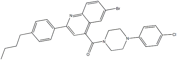 6-bromo-2-(4-butylphenyl)-4-{[4-(4-chlorophenyl)-1-piperazinyl]carbonyl}quinoline Structure