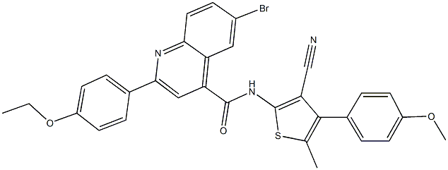 6-bromo-N-[3-cyano-4-(4-methoxyphenyl)-5-methyl-2-thienyl]-2-(4-ethoxyphenyl)-4-quinolinecarboxamide 구조식 이미지