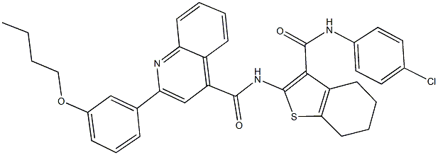 2-(3-butoxyphenyl)-N-{3-[(4-chloroanilino)carbonyl]-4,5,6,7-tetrahydro-1-benzothien-2-yl}-4-quinolinecarboxamide Structure