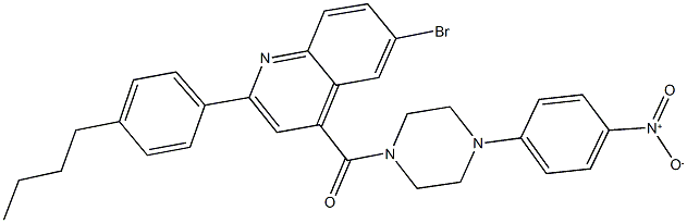 6-bromo-2-(4-butylphenyl)-4-[(4-{4-nitrophenyl}-1-piperazinyl)carbonyl]quinoline 구조식 이미지