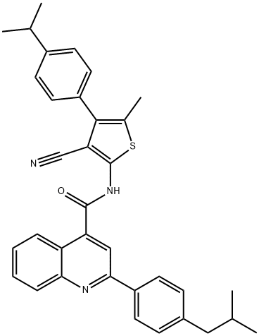 N-[3-cyano-4-(4-isopropylphenyl)-5-methyl-2-thienyl]-2-(4-isobutylphenyl)-4-quinolinecarboxamide Structure