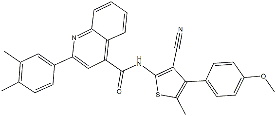 N-[3-cyano-4-(4-methoxyphenyl)-5-methyl-2-thienyl]-2-(3,4-dimethylphenyl)-4-quinolinecarboxamide Structure