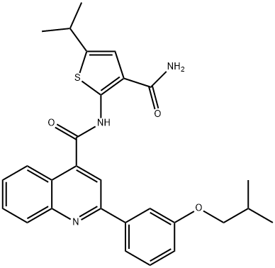 N-[3-(aminocarbonyl)-5-isopropyl-2-thienyl]-2-(3-isobutoxyphenyl)-4-quinolinecarboxamide Structure