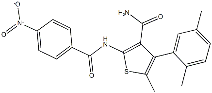 4-(2,5-dimethylphenyl)-2-({4-nitrobenzoyl}amino)-5-methyl-3-thiophenecarboxamide Structure