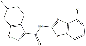 N-(4-chloro-1,3-benzothiazol-2-yl)-6-methyl-4,5,6,7-tetrahydro-1-benzothiophene-3-carboxamide 구조식 이미지