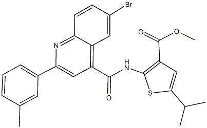 methyl 2-({[6-bromo-2-(3-methylphenyl)-4-quinolinyl]carbonyl}amino)-5-isopropyl-3-thiophenecarboxylate 구조식 이미지