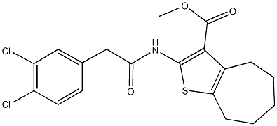 methyl 2-{[(3,4-dichlorophenyl)acetyl]amino}-5,6,7,8-tetrahydro-4H-cyclohepta[b]thiophene-3-carboxylate 구조식 이미지