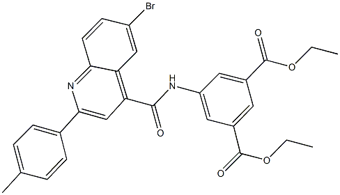 diethyl 5-({[6-bromo-2-(4-methylphenyl)-4-quinolinyl]carbonyl}amino)isophthalate Structure