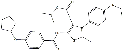 isopropyl 2-{[4-(cyclopentyloxy)benzoyl]amino}-4-(4-ethoxyphenyl)-5-methyl-3-thiophenecarboxylate Structure