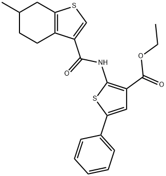 ethyl 2-{[(6-methyl-4,5,6,7-tetrahydro-1-benzothien-3-yl)carbonyl]amino}-5-phenyl-3-thiophenecarboxylate Structure