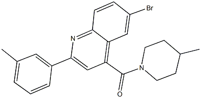 6-bromo-2-(3-methylphenyl)-4-[(4-methyl-1-piperidinyl)carbonyl]quinoline 구조식 이미지