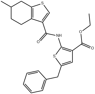 ethyl 5-benzyl-2-{[(6-methyl-4,5,6,7-tetrahydro-1-benzothien-3-yl)carbonyl]amino}-3-thiophenecarboxylate 구조식 이미지