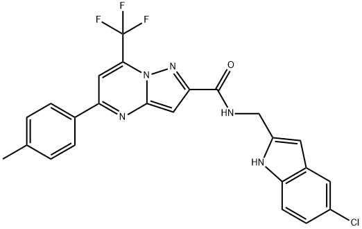 N-[(5-chloro-1H-indol-2-yl)methyl]-5-(4-methylphenyl)-7-(trifluoromethyl)pyrazolo[1,5-a]pyrimidine-2-carboxamide 구조식 이미지
