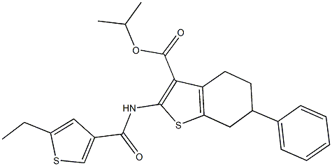 isopropyl 2-{[(5-ethyl-3-thienyl)carbonyl]amino}-6-phenyl-4,5,6,7-tetrahydro-1-benzothiophene-3-carboxylate Structure