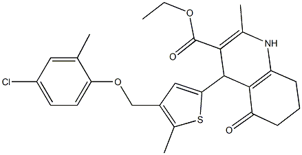 ethyl 4-{4-[(4-chloro-2-methylphenoxy)methyl]-5-methyl-2-thienyl}-2-methyl-5-oxo-1,4,5,6,7,8-hexahydro-3-quinolinecarboxylate 구조식 이미지