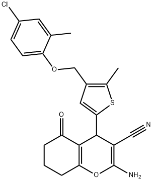 2-amino-4-{4-[(4-chloro-2-methylphenoxy)methyl]-5-methyl-2-thienyl}-5-oxo-5,6,7,8-tetrahydro-4H-chromene-3-carbonitrile 구조식 이미지