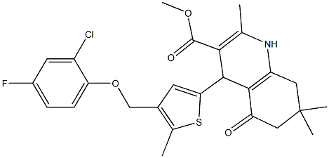 methyl 4-{4-[(2-chloro-4-fluorophenoxy)methyl]-5-methyl-2-thienyl}-2,7,7-trimethyl-5-oxo-1,4,5,6,7,8-hexahydro-3-quinolinecarboxylate 구조식 이미지