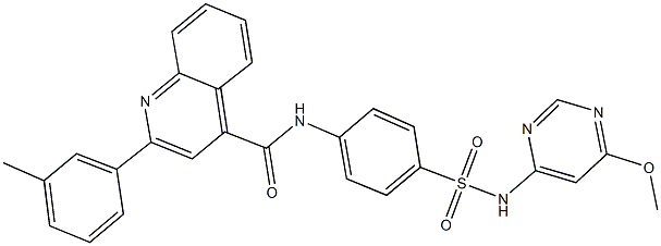 N-(4-{[(6-methoxy-4-pyrimidinyl)amino]sulfonyl}phenyl)-2-(3-methylphenyl)-4-quinolinecarboxamide 구조식 이미지