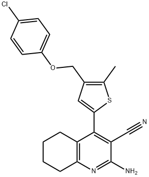 2-amino-4-{4-[(4-chlorophenoxy)methyl]-5-methyl-2-thienyl}-5,6,7,8-tetrahydro-3-quinolinecarbonitrile 구조식 이미지