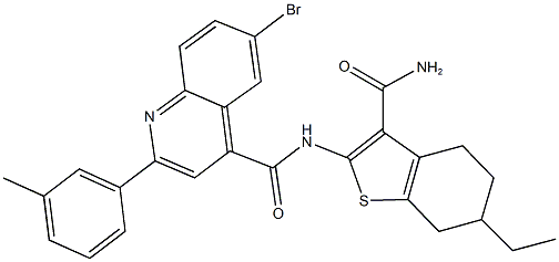 N-[3-(aminocarbonyl)-6-ethyl-4,5,6,7-tetrahydro-1-benzothien-2-yl]-6-bromo-2-(3-methylphenyl)-4-quinolinecarboxamide Structure