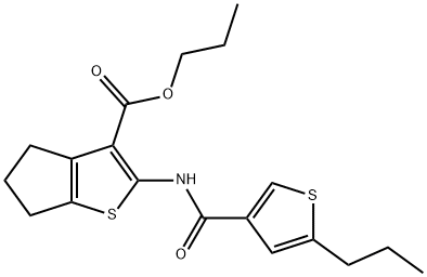 propyl 2-{[(5-propyl-3-thienyl)carbonyl]amino}-5,6-dihydro-4H-cyclopenta[b]thiophene-3-carboxylate Structure