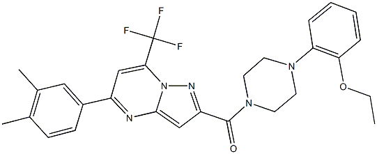 5-(3,4-dimethylphenyl)-2-{[4-(2-ethoxyphenyl)-1-piperazinyl]carbonyl}-7-(trifluoromethyl)pyrazolo[1,5-a]pyrimidine 구조식 이미지