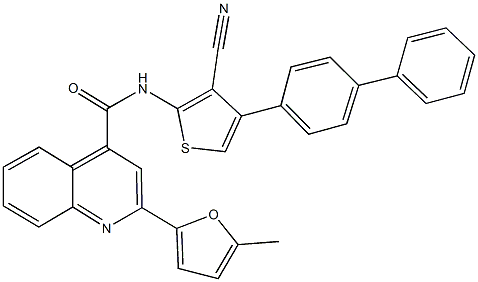 N-(4-[1,1'-biphenyl]-4-yl-3-cyano-2-thienyl)-2-(5-methyl-2-furyl)-4-quinolinecarboxamide 구조식 이미지