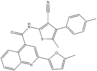 N-[3-cyano-5-methyl-4-(4-methylphenyl)-2-thienyl]-2-(5-methyl-2-furyl)-4-quinolinecarboxamide Structure