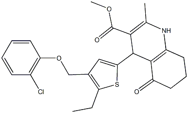 methyl 4-{4-[(2-chlorophenoxy)methyl]-5-ethyl-2-thienyl}-2-methyl-5-oxo-1,4,5,6,7,8-hexahydro-3-quinolinecarboxylate Structure