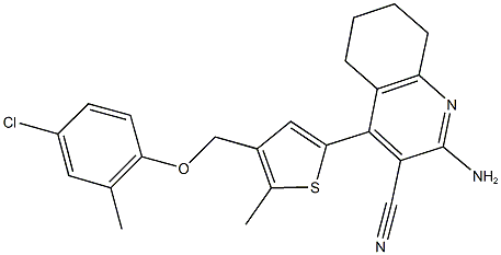 2-amino-4-{4-[(4-chloro-2-methylphenoxy)methyl]-5-methyl-2-thienyl}-5,6,7,8-tetrahydro-3-quinolinecarbonitrile Structure