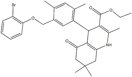 ethyl 4-{5-[(2-bromophenoxy)methyl]-2,4-dimethylphenyl}-2,7,7-trimethyl-5-oxo-1,4,5,6,7,8-hexahydro-3-quinolinecarboxylate 구조식 이미지