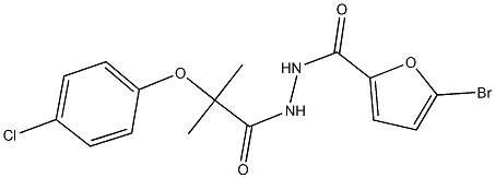 5-bromo-N'-[2-(4-chlorophenoxy)-2-methylpropanoyl]-2-furohydrazide 구조식 이미지