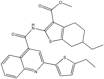 methyl 6-ethyl-2-({[2-(5-ethyl-2-thienyl)-4-quinolinyl]carbonyl}amino)-4,5,6,7-tetrahydro-1-benzothiophene-3-carboxylate Structure