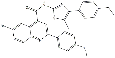 6-bromo-N-[4-(4-ethylphenyl)-5-methyl-1,3-thiazol-2-yl]-2-(4-methoxyphenyl)-4-quinolinecarboxamide 구조식 이미지