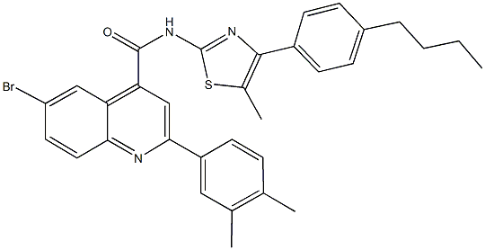 6-bromo-N-[4-(4-butylphenyl)-5-methyl-1,3-thiazol-2-yl]-2-(3,4-dimethylphenyl)-4-quinolinecarboxamide Structure