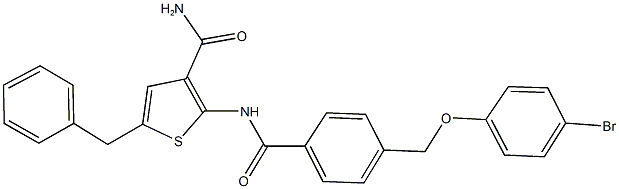 5-benzyl-2-({4-[(4-bromophenoxy)methyl]benzoyl}amino)-3-thiophenecarboxamide 구조식 이미지