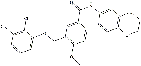 3-[(2,3-dichlorophenoxy)methyl]-N-(2,3-dihydro-1,4-benzodioxin-6-yl)-4-methoxybenzamide 구조식 이미지