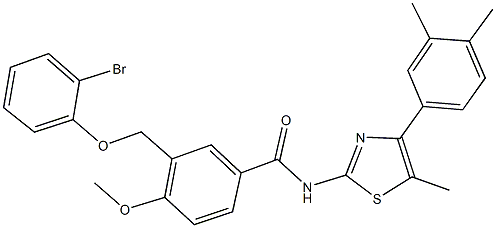 3-[(2-bromophenoxy)methyl]-N-[4-(3,4-dimethylphenyl)-5-methyl-1,3-thiazol-2-yl]-4-methoxybenzamide Structure