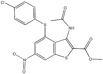 methyl 3-(acetylamino)-4-[(4-chlorophenyl)sulfanyl]-6-nitro-1-benzothiophene-2-carboxylate Structure