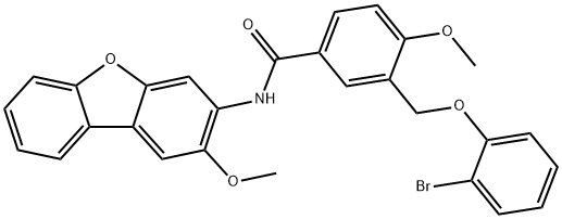 3-[(2-bromophenoxy)methyl]-4-methoxy-N-(2-methoxydibenzo[b,d]furan-3-yl)benzamide Structure