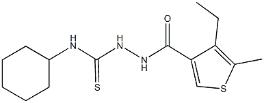 N-cyclohexyl-2-[(4-ethyl-5-methyl-3-thienyl)carbonyl]hydrazinecarbothioamide 구조식 이미지